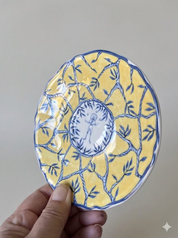 Gien Baladins schotel -soucoupe met koorddanser en boomtakken