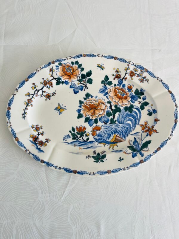 Faïencerie de Gien – Coq et Pivoines | Ovale Serveerschaal Faïencerie de Gien – Coq et Pivoines | Ovale Serveerschaal
