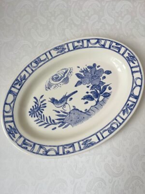 Faïencerie de Gien France – Oiseau Blue | Ovale Serveerschaal (L37 x B26 cm) Faïencerie de Gien France – Oiseau Blue | Ovale Serveerschaal (L37 x B26 cm)