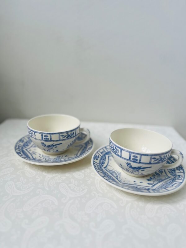 Faïencerie de Gien France – Oiseau Blue | Grote Theekop en Schotel (Ø11,5 cm / 26 cl)