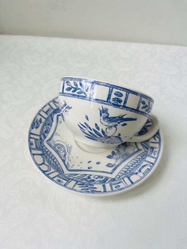 Faïencerie de Gien France – Oiseau Blue | Grote Theekop en Schotel (Ø11,5 cm / 26 cl)