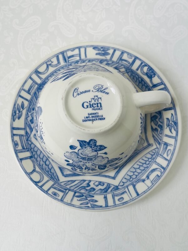 Faïencerie de Gien France – Oiseau Blue | Grote Theekop en Schotel (Ø11,5 cm / 26 cl)