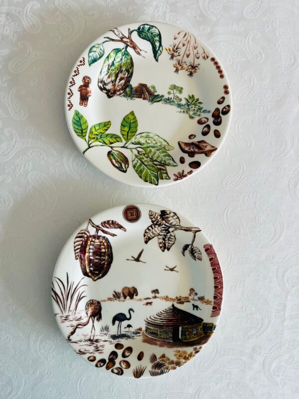 Faïencerie de Gien France – Cacao – Gebaksbordjes / Cake Plates