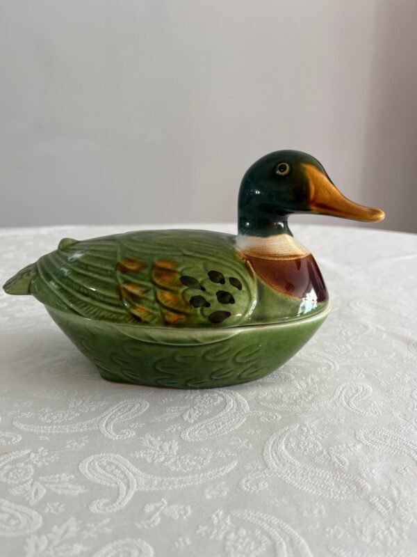 Michel Caugant – Terrine Eend Groen – Handgemaakte Faïence Terrine Michel Caugant – Terrine Eend Groen – Handgemaakte Faïence Terrine
