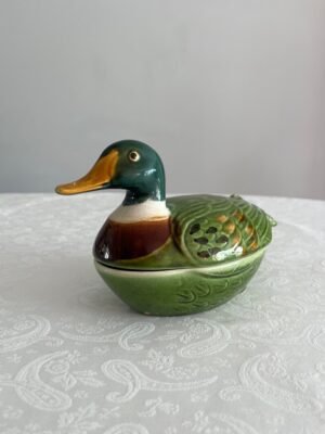 Michel Caugant – Terrine Eend Groen – Handgemaakte Faïence Terrine Michel Caugant – Terrine Eend Groen – Handgemaakte Faïence Terrine