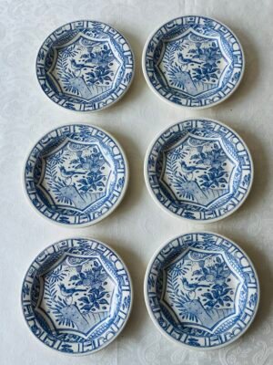 Gien Oiseau Bleu set van 6 gebaksbordjes 16,5 cm