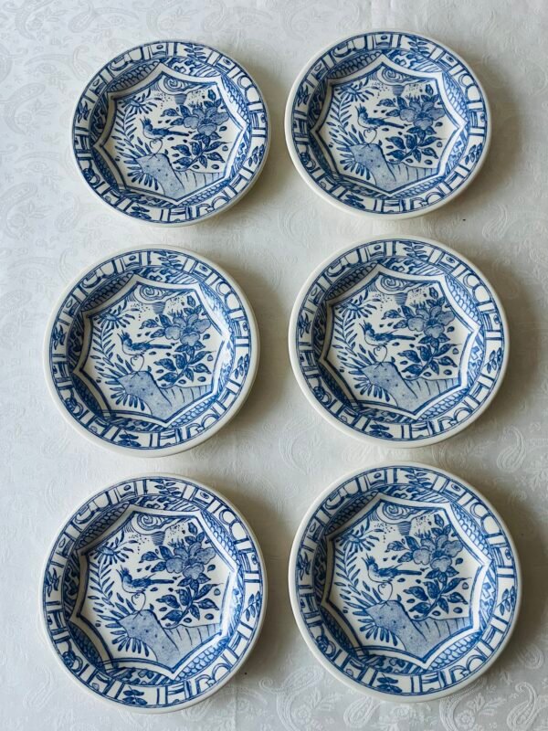 Gien Oiseau Bleu set van 6 gebaksbordjes 16,5 cm