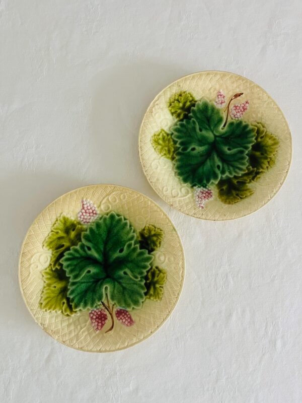 Barbotine Majolica – Waarschijnlijk Salins – Set van 2 Borden Barbotine Majolica – Waarschijnlijk Salins – Set van 2 Borden