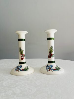 Faïencerie de Gien France – Le Houx – Kandelaars / Candleholders Faïencerie de Gien France – Le Houx – Kandelaars / Candleholders