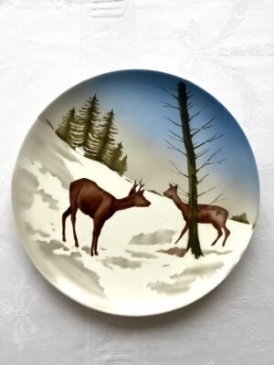 Decoratief Wandbord – ‘Herten in de Winter’ – Art Deco Stijl (Villeroy & Boch Inspired)