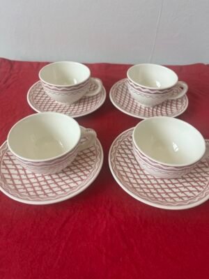 Gien Aurélie Rouge kleine koffiekop en schotel – set van 4