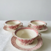 Mason's Strattford Pink set van 3 soepkoppen met schotel