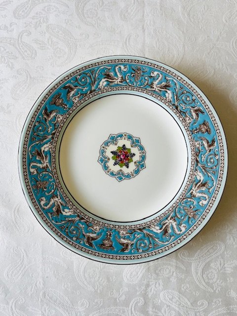 Wedgwood – Florentine W2714 Turquoise – Ontbijtbord / Dessertbord – Dessert Plate / Salad Plate (Set van 2)