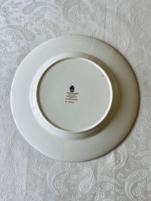 Wedgwood – Florentine W2714 Turquoise – Ontbijtbord / Dessertbord – Dessert Plate / Salad Plate (Set van 2)