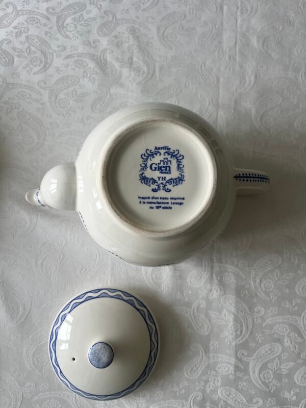 Gien Aurelie bleu grote theepot onderkant met merkstempel