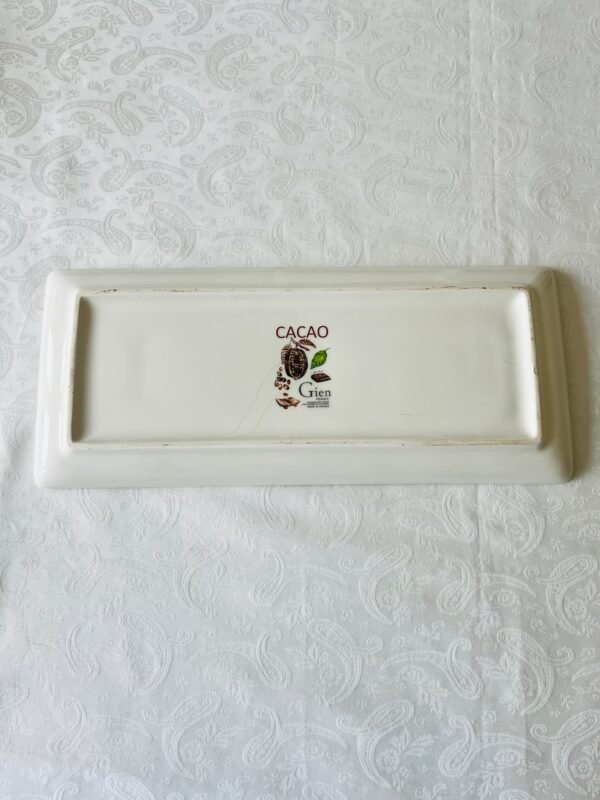 Achterkant van de Gien Cacao serveerschaal met het authentieke Faïencerie de Gien France merkstempel.