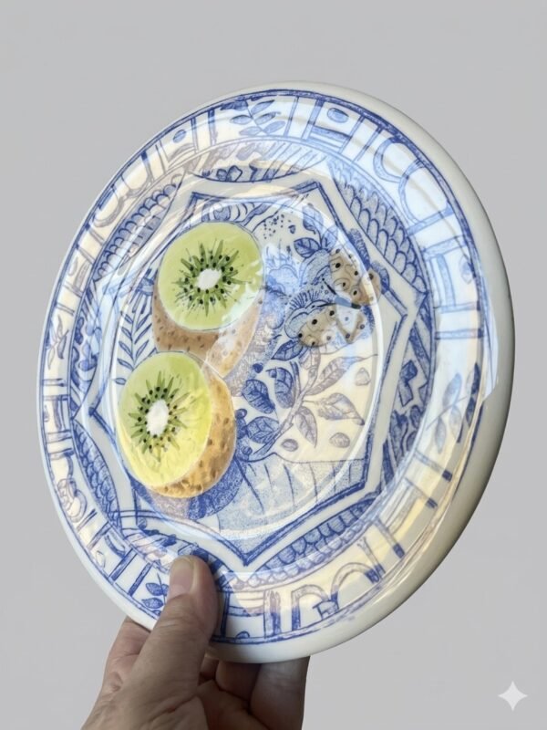 Gien Oiseau Bleu Fruits Ontbijtbord/Dessertbord- Kiwi