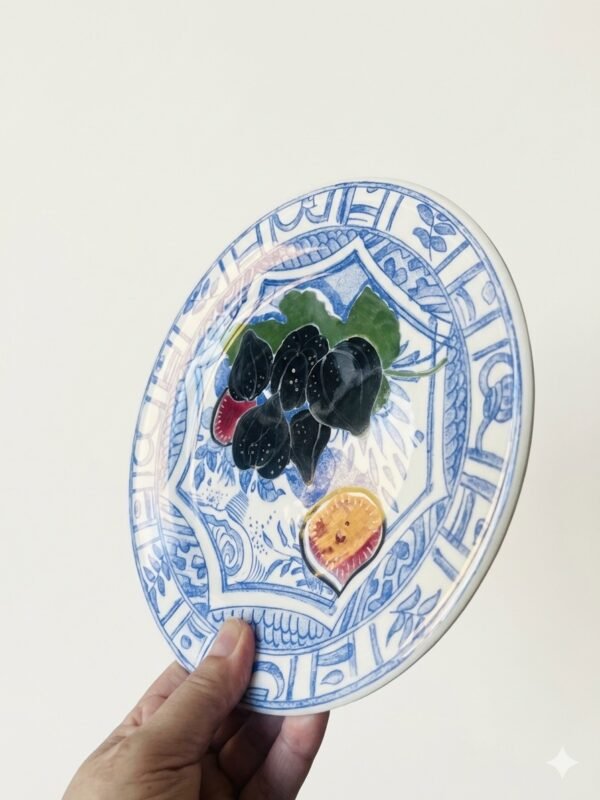 Gien-oiseau-bleu-fruits-ontbijtbord-vijgen-zijaanzicht