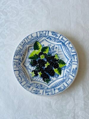 Gien Oiseau Bleu Fruits ontbijtbord met Bramen decor 22 cm