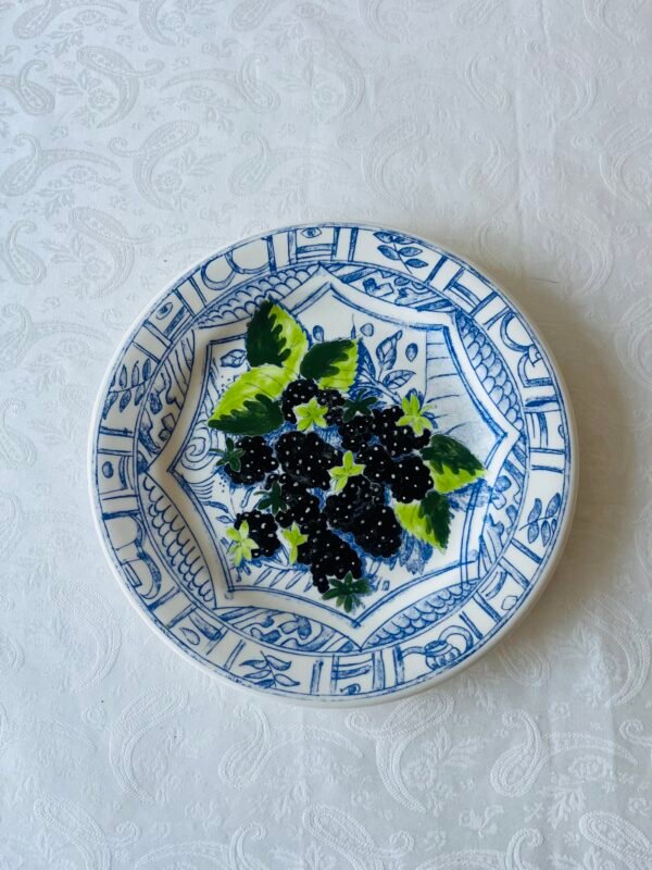 Gien Oiseau Bleu Fruits ontbijtbord met Bramen decor 22 cm