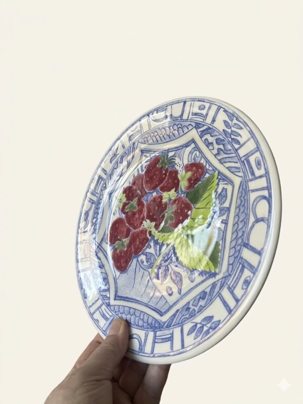 Gien Oiseau Bleu Fruits Ontbijtbord/Dessertbord-Aardbeien
