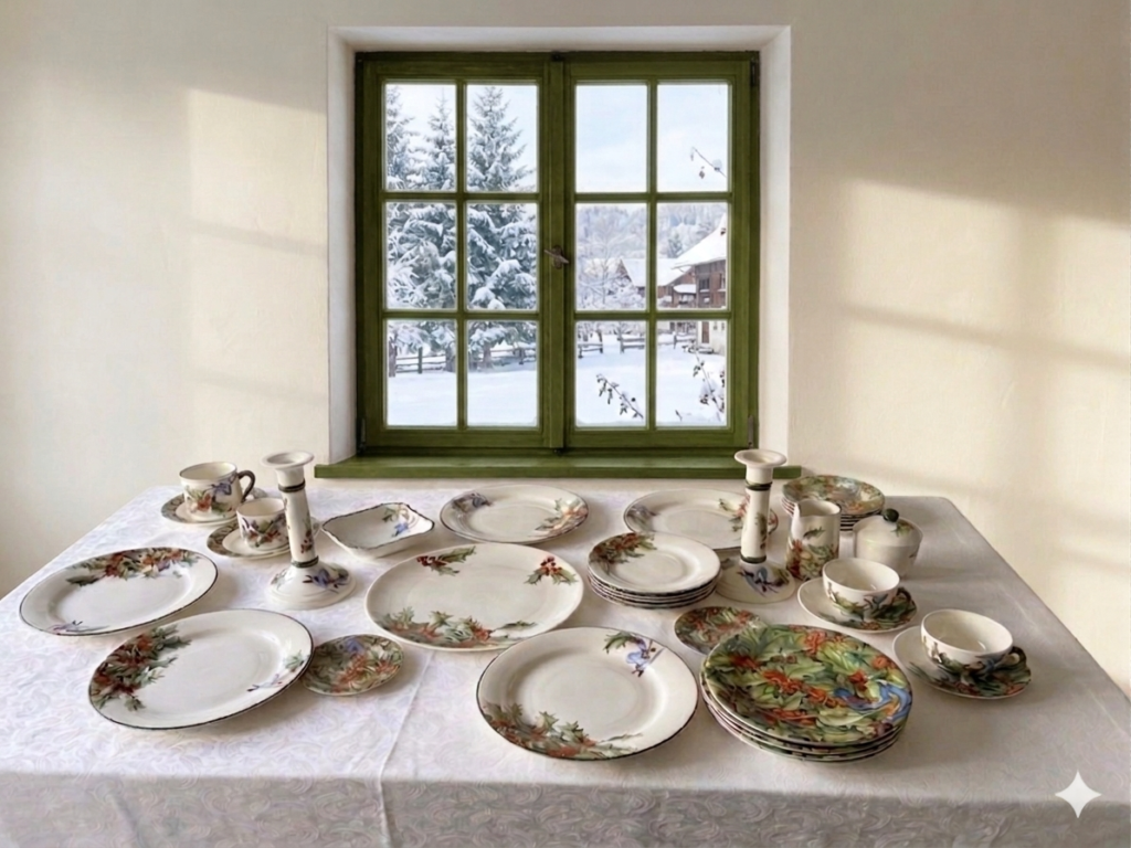 Gien Le Houx tafel met beschikbare items 