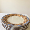Set van 6 vintage Gien Feuilles de Chene dinerborden glanzend Frans faïence servies