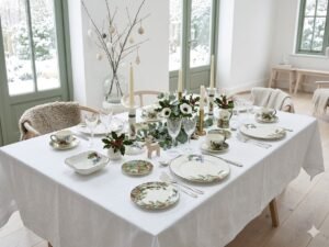 Gien Le Houx feestelijk gedekte tafel in lichte ruimte