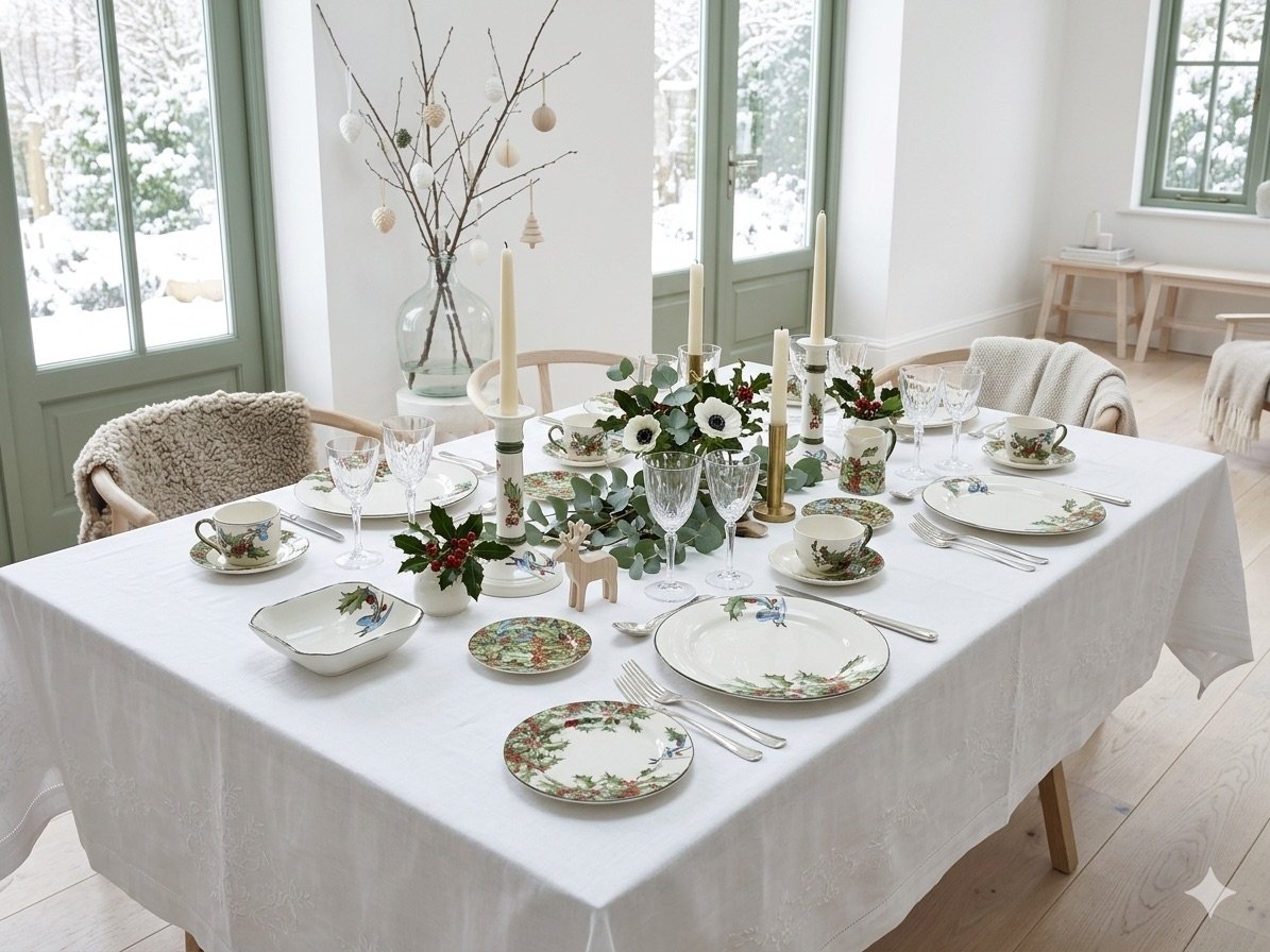 Gien Le Houx feestelijk gedekte tafel in lichte ruimte