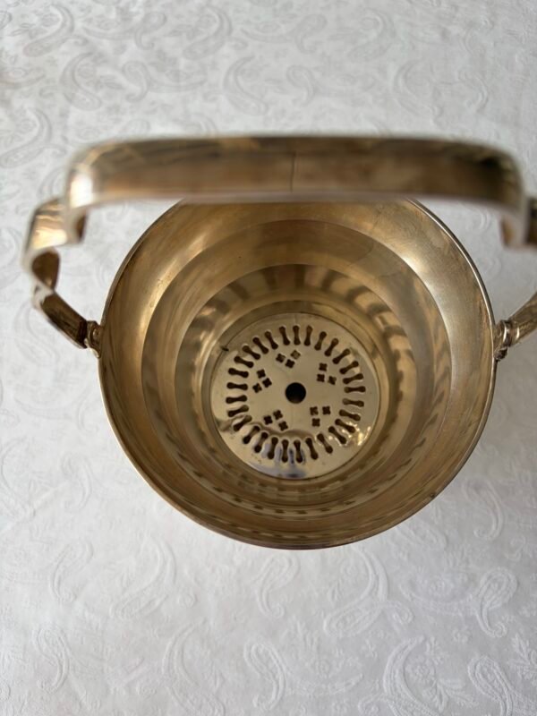 Z.Y. antieke verzilverde Art Deco ijsemmer met ringen-design bovenaanzicht