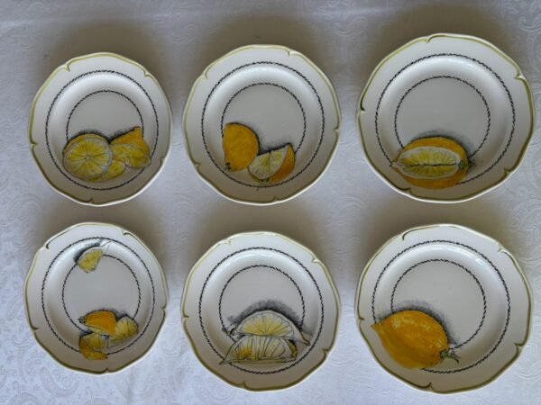 Gien Citron de France Gien Citrons de France set van 6 gebaksbordjes